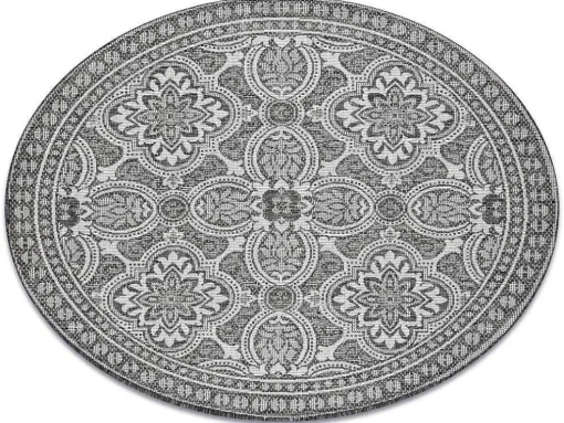 Sisal Tapijt Sisal Loft 21193 Rond Boho Ivoor/Zilver/Grijskleuring Cercle 120 Cm