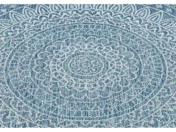 Sisal Tapijt Sisal Loft 21207 Rosette Rond Boho Ivoor/Zilver/Blauw Cercle 120 Cm
