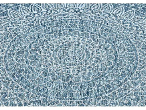 Sisal Tapijt Sisal Loft 21207 Rosette Rond Boho Ivoor/Zilver/Blauw Cercle 120 Cm