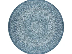 Sisal Tapijt Sisal Loft 21207 Rosette Rond Boho Ivoor/Zilver/Blauw Cercle 120 Cm