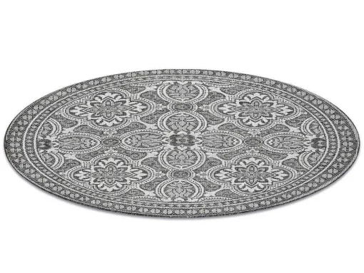 Sisal Tapijt Sisal Loft 21193 Rond Boho Ivoor/Zilver/Grijskleuring Cercle 120 Cm