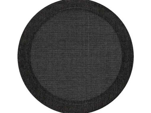Sisal Tapijt Timo 5000 Cirkel Buitenshuis Kader Zwart Cercle 120 Cm