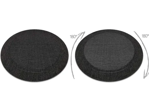 Sisal Tapijt Timo 5000 Cirkel Buitenshuis Kader Zwart Cercle 120 Cm