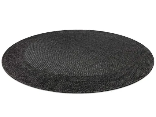 Sisal Tapijt Timo 5000 Cirkel Buitenshuis Kader Zwart Cercle 120 Cm