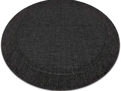 Sisal Tapijt Timo 5000 Cirkel Buitenshuis Kader Zwart Cercle 120 Cm