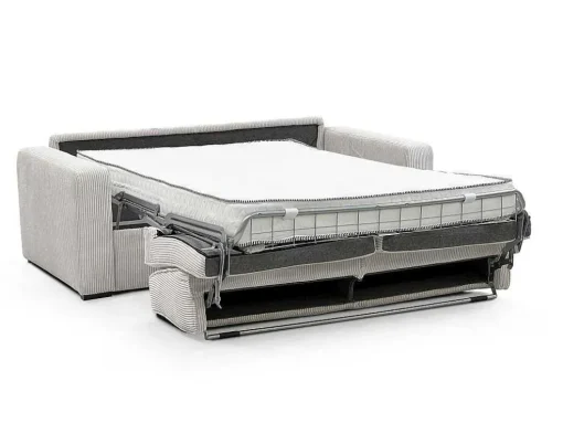 Slaapbank 4 Zitplaatsen Met Stoffen Bekleding In Cremewit Snel Ombouwbaar Matrasbreedte: 160 Cm Matrasdikte: 18 Cm Mondovi