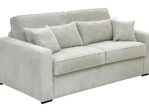 Slaapbank 4 Zitplaatsen Met Stoffen Bekleding In Cremewit Snel Ombouwbaar Matrasbreedte: 160 Cm Matrasdikte: 14 Cm Mondovi