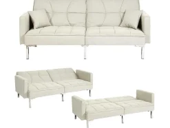 Slaapbank Mcw-K65, Stof/Textiel Creme-Beige