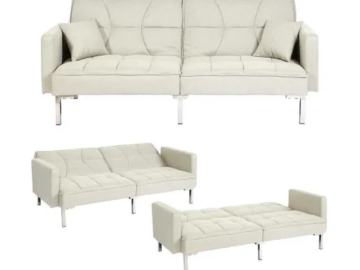 Slaapbank Mcw-K65, Stof/Textiel Creme-Beige