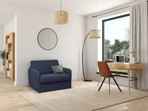 Slaapfauteuil Met Matras Van Stof Nadoa - Slaapafmeting 70 Cm - Blauw
