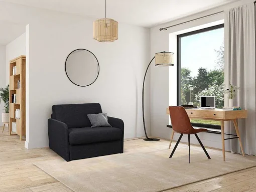 Slaapfauteuil Met Matras Van Stof Nadoa - Slaapafmeting 100 Cm - Donkergrijs
