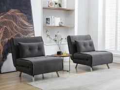 Slaapfauteuil Van Antracietgrijze Stof Uribia