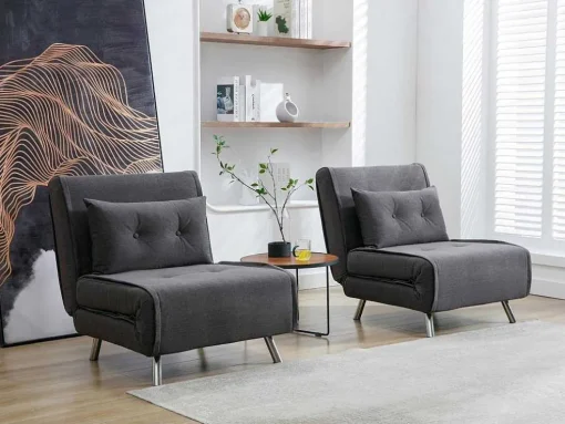Slaapfauteuil Van Antracietgrijze Stof Uribia