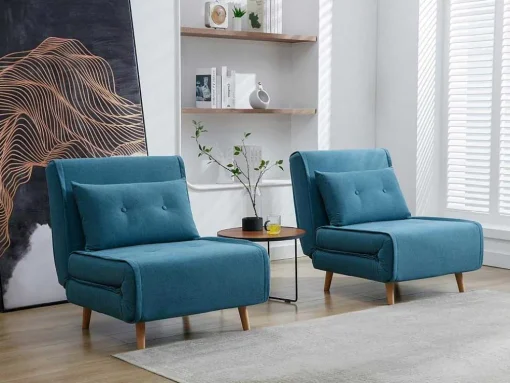 Slaapfauteuil Van Blauwe Stof Uribia