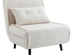 Slaapfauteuil Van Ivoorwitte Bouclestof Uribia
