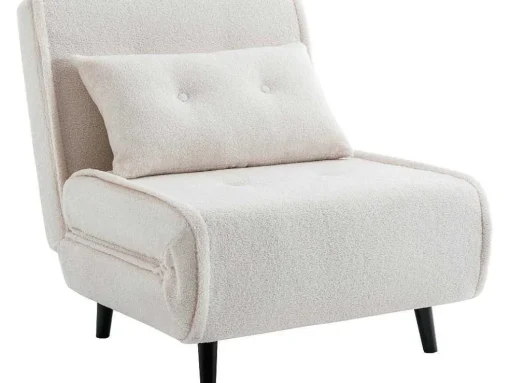Slaapfauteuil Van Ivoorwitte Bouclestof Uribia