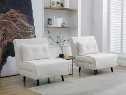 Slaapfauteuil Van Ivoorwitte Bouclestof Uribia