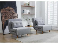 Slaapfauteuil Van Lichtgrijze Stof Uribia