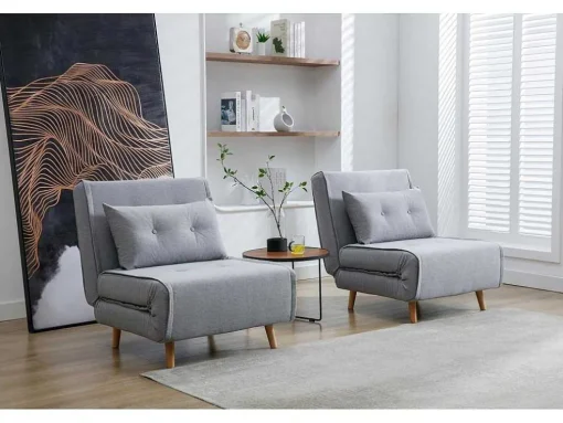 Slaapfauteuil Van Lichtgrijze Stof Uribia