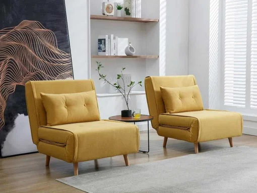 Slaapfauteuil Van Mosterdgele Stof Uribia