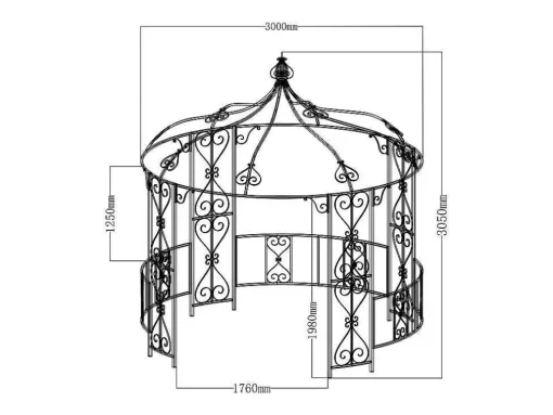 Smeedijzeren Tuinkiosk Van Metaal Tilcara - D300 X H290 Cm - Zwart