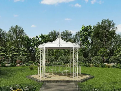 Smeedijzeren Tuinkiosk Van Metaal Tilcara - D300 X H290 Cm - Wit
