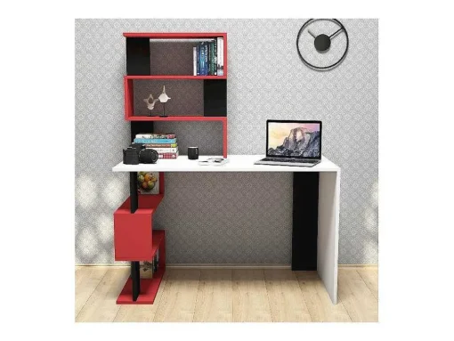 Snap Bureau, Wit, Rood, Zwart, 120X60X148,2 Cm, Epikasa