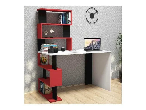 Snap Bureau, Wit, Rood, Zwart, 120X60X148,2 Cm, Epikasa