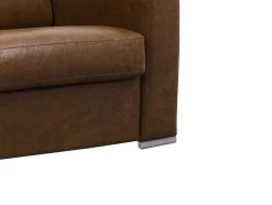 Snel Omgebouwde Slaapbank Met 3 Zitplaatsen In 100% Vintage Karamel Buffelleer En Een Matras Van 18 Cm Delectea Ii