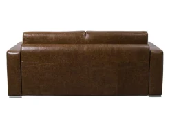 Snel Omgebouwde Slaapbank Met 3 Zitplaatsen In 100% Vintage Karamel Buffelleer En Een Matras Van 18 Cm Delectea Ii