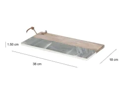 Snijplank Van 2 Materialen - Steen En Mangohout - L38 X D18 - Groen En Naturel - Utena