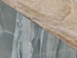 Snijplank Van 2 Materialen - Steen En Mangohout - L38 X D18 - Groen En Naturel - Utena