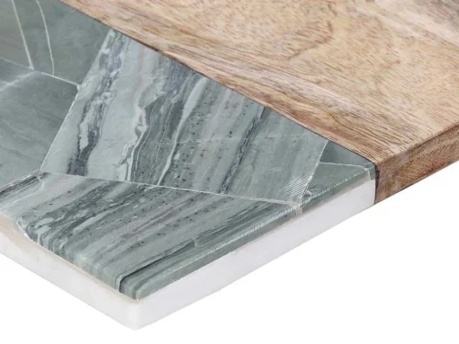 Snijplank Van 2 Materialen - Steen En Mangohout - L38 X D18 - Groen En Naturel - Utena