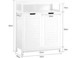 Sobuy Badkamermeubel Toiletkast Ladekast Kastopbergmeubel Met 2 Deuren, Verstelbare Planken, 70X35X90 Cm, Bzr121-W