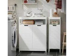 Sobuy Badkamermeubel Toiletkast Ladekast Kastopbergmeubel Met 2 Deuren, Verstelbare Planken, 70X35X90 Cm, Bzr121-W