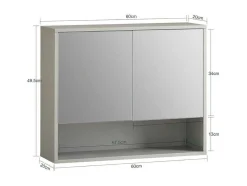 Sobuy Badkamerwandkast Met Spiegel, Wandgemonteerd Wastafelmeubel, Opbergkast Met 2 Deuren, Open Vak En Verstelbare Planken, 60 X 20 X 49,5 Cm, Grijs, Bzr134-Ng