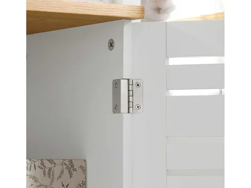 Sobuy Bzr41-W Lage Kast Opbergkast Keukenkast, Badkamerkast Met 2 Louvredeuren