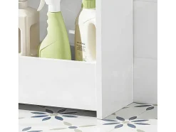 Sobuy Bzr48-W Toiletrolhouder, Badkamer Toiletkast, Badkamermeubels, Houten Vloer Staande Badkamerkast