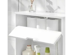 Sobuy Bzr48-W Toiletrolhouder, Badkamer Toiletkast, Badkamermeubels, Houten Vloer Staande Badkamerkast