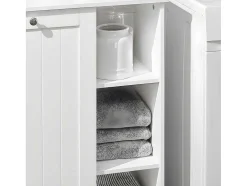 Sobuy Bzr105-W Waszak Waskast Met 3 Planken En 1 Uitneembare Wasmand