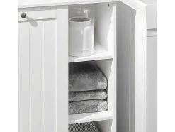 Sobuy Bzr105-W Waszak Waskast Met 3 Planken En 1 Uitneembare Wasmand