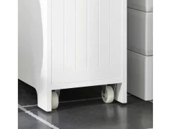 Sobuy Compacte Toiletkast, Smal Badkameropbergmeubel Op Wielen, Toiletrolhouder Met 1 Kanteldeur, 2 Laden En 1 Open Achtercompartiment, Veelzijdige Opbergwagen, 60X20X75 Cm, Bzr111-W