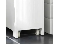 Sobuy Compacte Toiletkast, Smal Badkameropbergmeubel Op Wielen, Toiletrolhouder Met 1 Kanteldeur, 2 Laden En 1 Open Achtercompartiment, Veelzijdige Opbergwagen, 60X20X75 Cm, Bzr111-W
