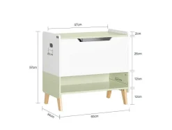 Sobuy Houten Kinderspeelgoedkist, Speelgoedkist Met Klapdeksel, Speelgoedorganizer Voor Kinderkamer Met 1 Open Vak 60 X 34 X 57 Cm, Kmb91-Gr