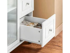 Sobuy Keukentrolley Op Wielen Keukeneiland Serveerwagen Buffetkast Keukenkast Met 3 Laden, 2 Deuren, Kruidenrek En Handdoekenrek, 128X46X92 Cm, Fkw120-Wn