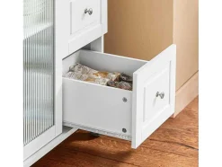 Sobuy Keukentrolley Op Wielen Keukeneiland Serveerwagen Buffetkast Keukenkast Met 3 Laden, 2 Deuren, Kruidenrek En Handdoekenrek, 128X46X92 Cm, Fkw120-Wn