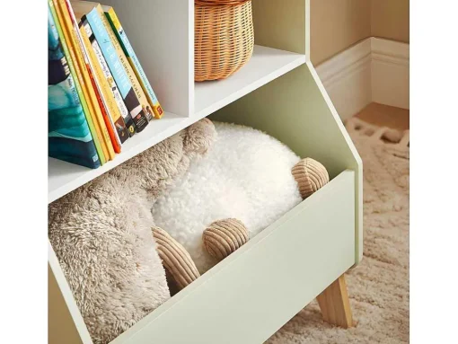 Sobuy Kinderspeelgoedopbergplank, Boekenplank, Opbergeenheid Voor Kinderkamer, Boekenkast Met 2 Planken En 3 Open Vakken, 60 X 36 X 89 Cm, Kmb90-Gr