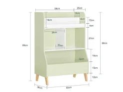 Sobuy Kinderspeelgoedopbergplank, Boekenplank, Opbergeenheid Voor Kinderkamer, Boekenkast Met 2 Planken En 3 Open Vakken, 60 X 36 X 89 Cm, Kmb90-Gr