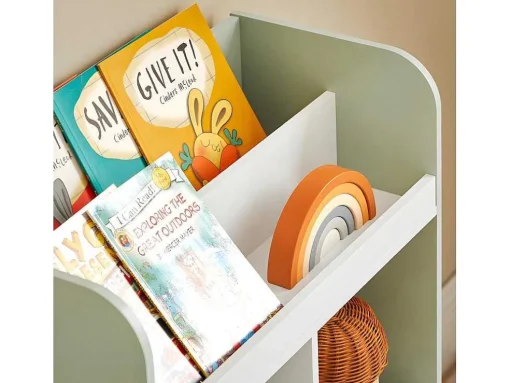 Sobuy Kinderspeelgoedopbergplank, Boekenplank, Opbergeenheid Voor Kinderkamer, Boekenkast Met 2 Planken En 3 Open Vakken, 60 X 36 X 89 Cm, Kmb90-Gr