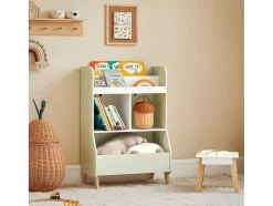 Sobuy Kinderspeelgoedopbergplank, Boekenplank, Opbergeenheid Voor Kinderkamer, Boekenkast Met 2 Planken En 3 Open Vakken, 60 X 36 X 89 Cm, Kmb90-Gr